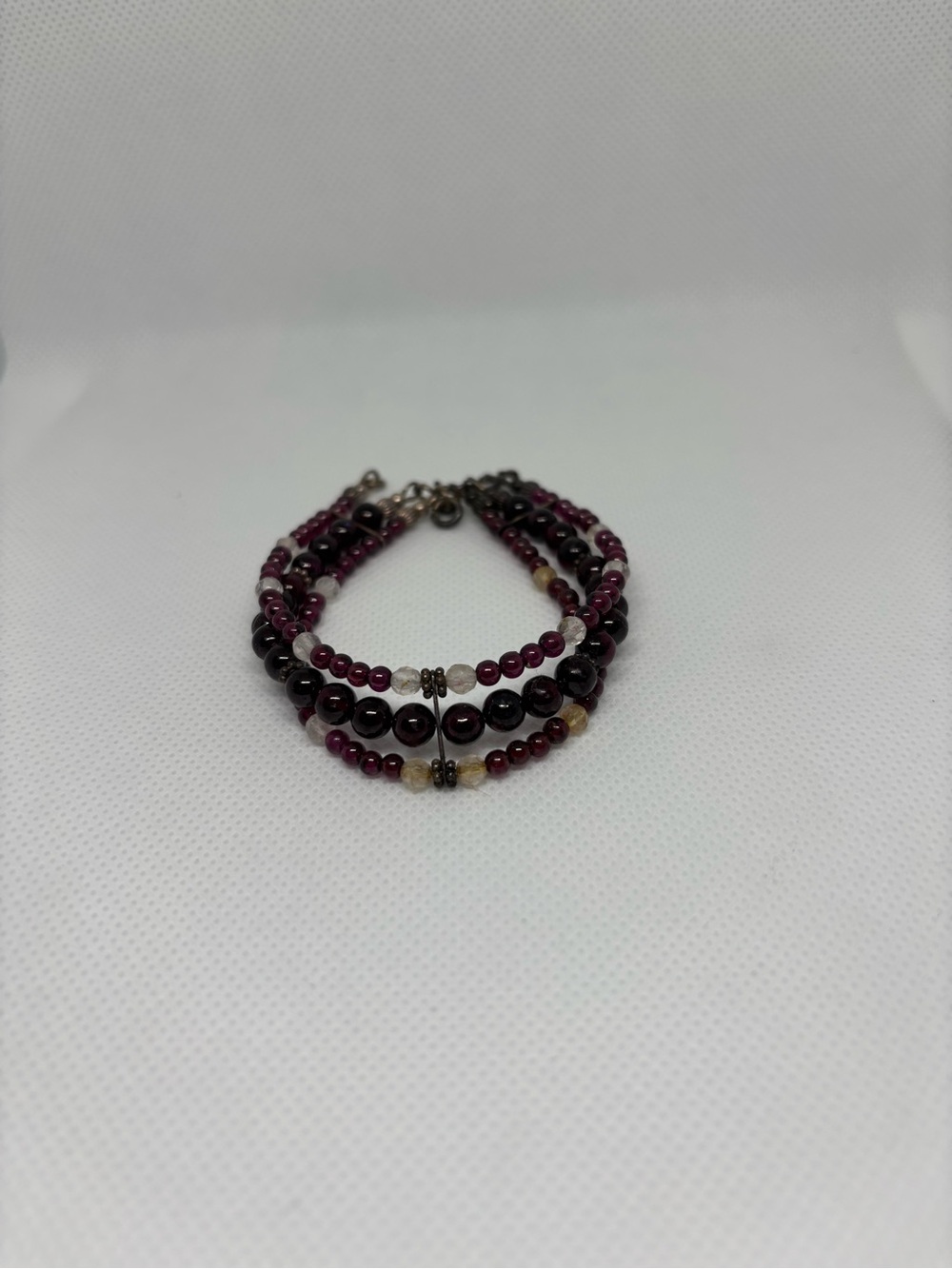 Multi-Strand Garnet Beaded Bracelet - Unbranded
